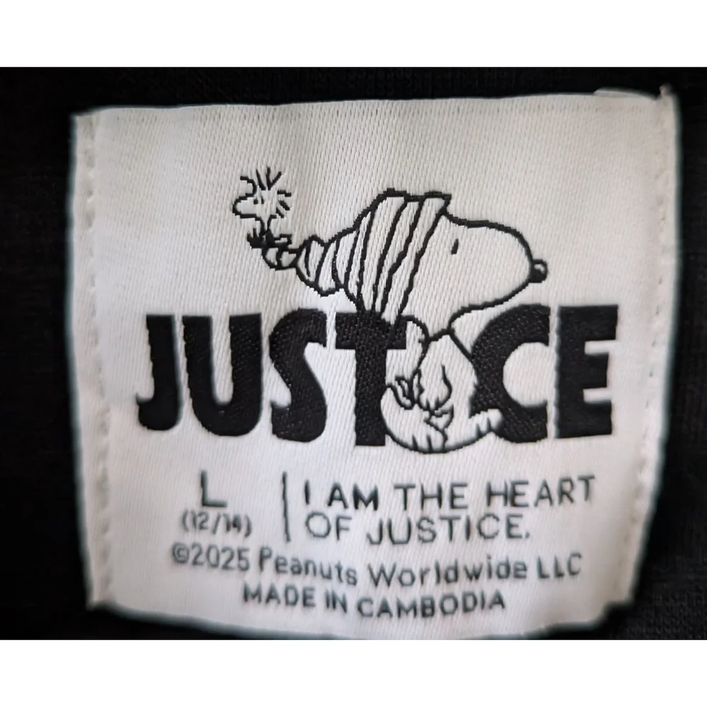 Girls Justice Peanuts Black & White Sherpa Jacket L